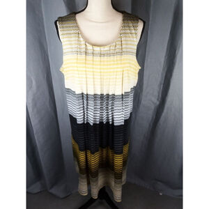 Women's Perceptions New York XL Yellow Black White Dress